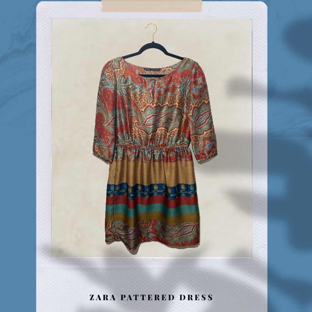 Zara Patterned Colorful Dress M (great condition)✨